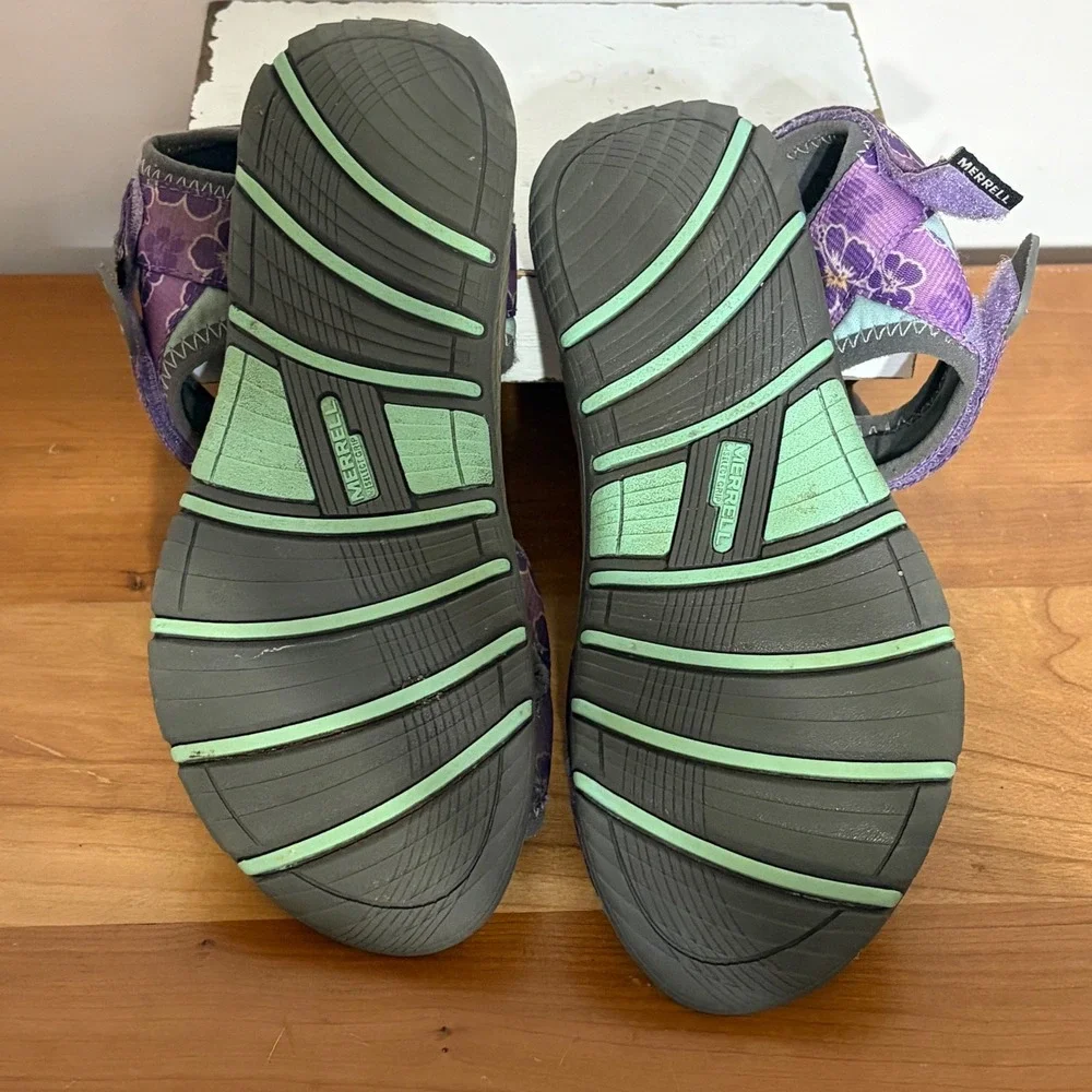 Merrell Surf Strap Sandal 2.0 Kids Size 2M Purple Floral Mint MC52330